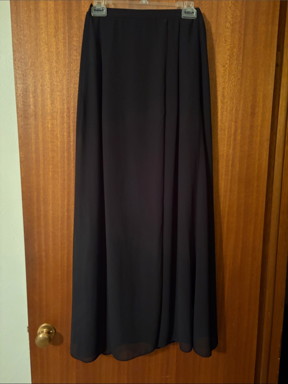 Elan Black Maxi Skirt - Flowing Full-Length Silhouette sheer.